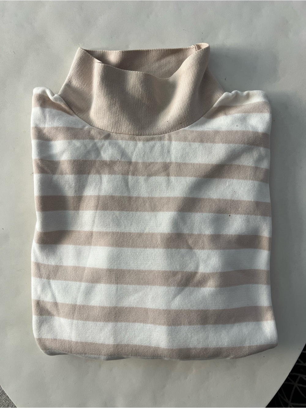 COS Stripe Thick Organic Cotton Mock Neck Striped Sweater Cream White Large - Picture 9 of 9